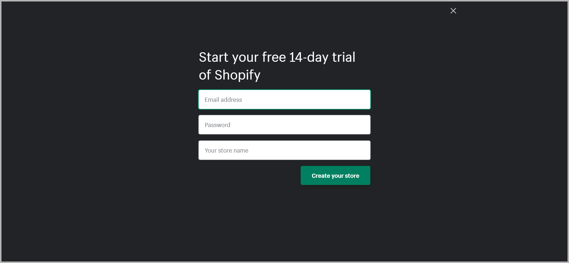 Sign Up for Shopify